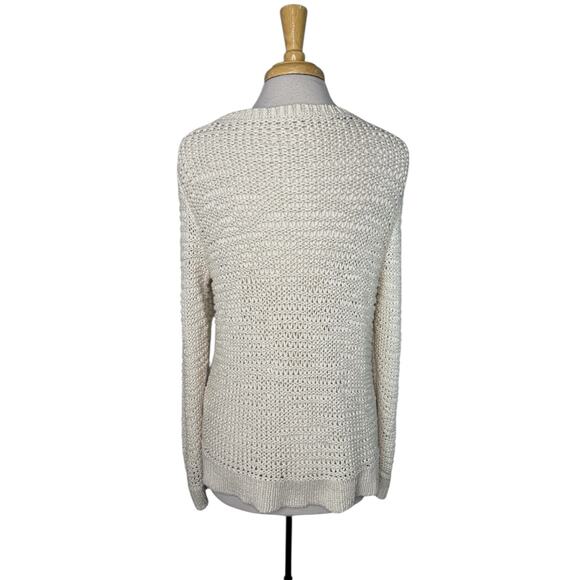 EILEEN FISHER Ivory Open Knit Pullover Sweater Size Large Womens Cotton Blend - Picture 3 of 10